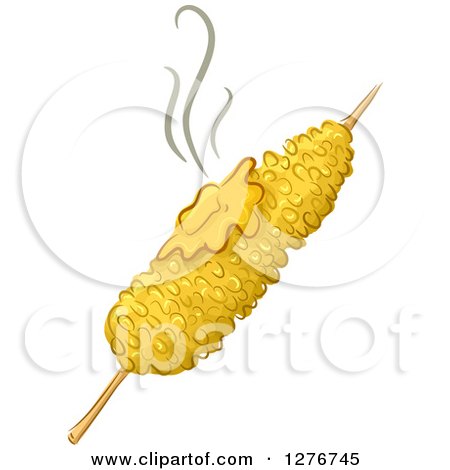 Clipart of a Pat of Butter Melting on Corn on the Cob - Royalty Free Vector Illustration by BNP Design Studio