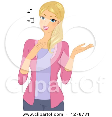Clipart of a Beautiful Blond White Woman Singing - Royalty Free Vector Illustration by BNP Design Studio