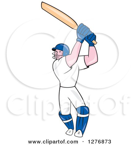 Clipart of a Cartoon Full Length Cricket Batsman Player - Royalty Free Vector Illustration by patrimonio