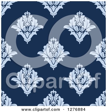 Clipart of a Seamless Patterned Background of Blue Floral Damask 2 - Royalty Free Vector Illustration by Vector Tradition SM