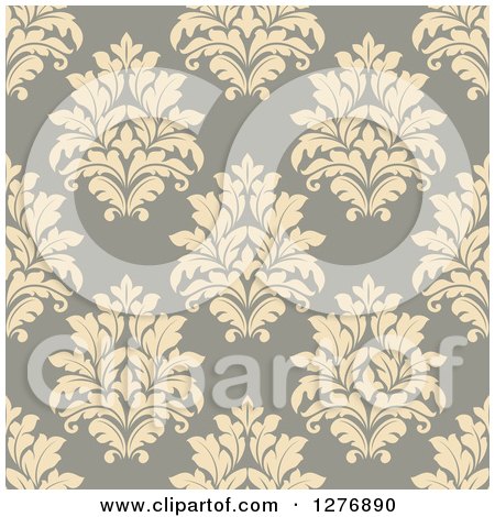 Clipart of a Seamless Patterned Background of Floral Damask - Royalty Free Vector Illustration by Vector Tradition SM