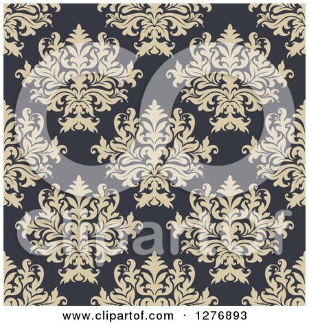 Clipart of a Seamless Patterned Background of Floral Damask 2 - Royalty Free Vector Illustration by Vector Tradition SM