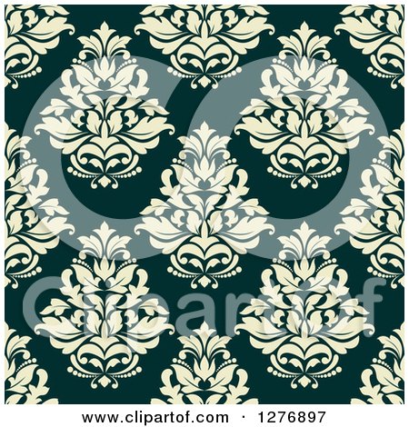 Clipart of a Seamless Patterned Background of Floral Damask 3 - Royalty Free Vector Illustration by Vector Tradition SM
