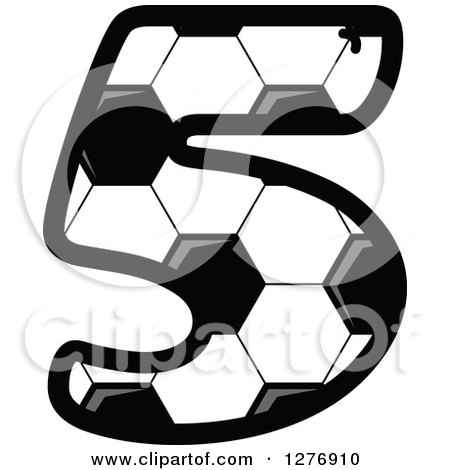 Clipart of a Grayscale Soccer Ball Number Five - Royalty Free Vector Illustration by Vector Tradition SM