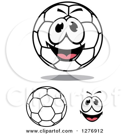 Clipart of Soccer Balls and a Happy Face - Royalty Free Vector Illustration by Vector Tradition SM