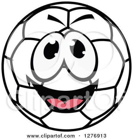 Clipart of a Smiling Happy Soccer Ball Character - Royalty Free Vector Illustration by Vector Tradition SM