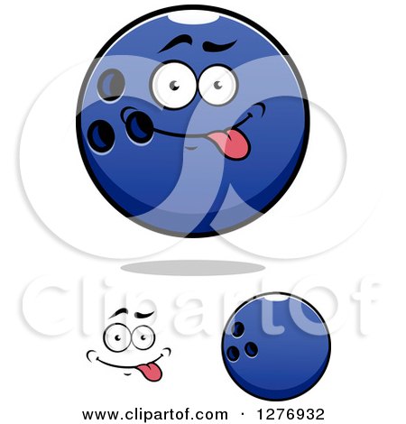 Clipart of a Goofy Face and Blue Bowling Balls - Royalty Free Vector Illustration by Vector Tradition SM