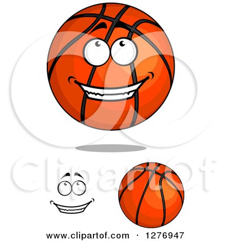Clipart of a Grinning Face Looking up and Basketballs - Royalty Free Vector Illustration by Vector Tradition SM