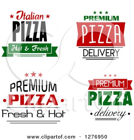 Clipart of Red Green and White Pizza Text Designs - Royalty Free Vector Illustration by Vector Tradition SM