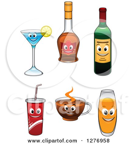 Clipart of Happy Beverage Characters - Royalty Free Vector Illustration by Vector Tradition SM