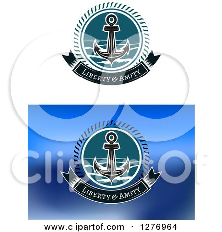 Clipart of Nautical Anchor Designs on Blue and White Backgrounds - Royalty Free Vector Illustration by Vector Tradition SM