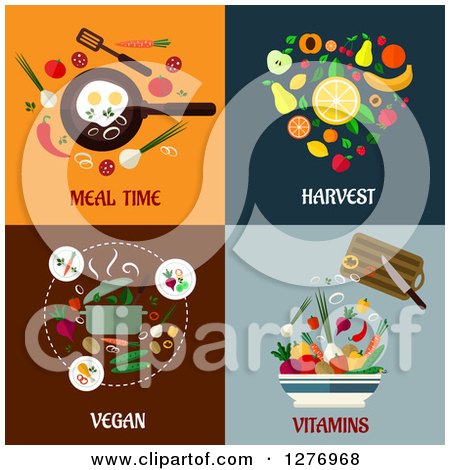 Clipart of Meal Time, Harvest, Vegan and Vitamins Designs - Royalty Free Vector Illustration by Vector Tradition SM