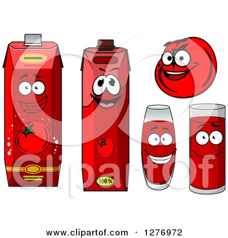 Clipart of a Happy Tomato and Juices - Royalty Free Vector Illustration by Vector Tradition SM