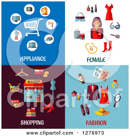 Clipart of Appliance, Female, Shopping and Fashion Designs - Royalty Free Vector Illustration by Vector Tradition SM