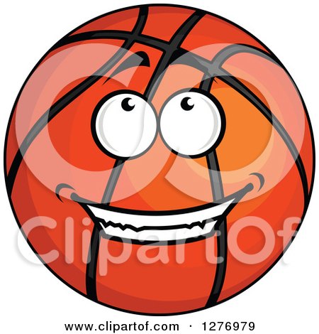 Clipart of a Grinning Basketball Character Looking up - Royalty Free Vector Illustration by Vector Tradition SM