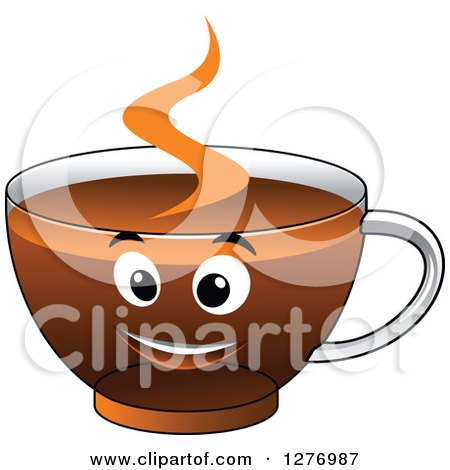 Clipart of a Happy Glass Cup of Hot Tea or Coffee - Royalty Free Vector Illustration by Vector Tradition SM