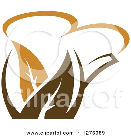 Clipart of a Leafy Brown Tea Pot 8 - Royalty Free Vector Illustration by Vector Tradition SM