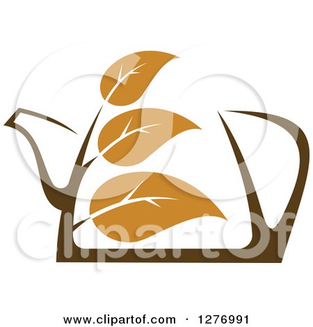 Clipart of a Leafy Brown Tea Pot 7 - Royalty Free Vector Illustration by Vector Tradition SM
