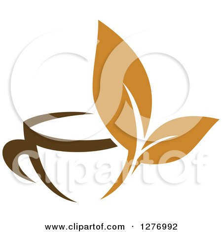 Clipart of a Leafy Brown Tea Cup 25 - Royalty Free Vector Illustration by Vector Tradition SM
