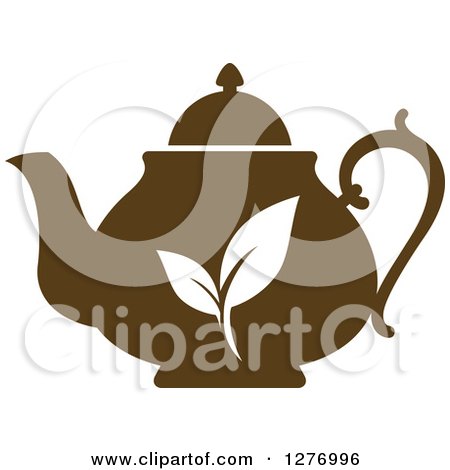 Clipart of a Leafy Brown Tea Pot 10 - Royalty Free Vector Illustration by Vector Tradition SM