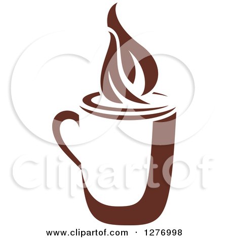 Clipart of a Dark Brown and White Steamy Coffee Cup 29 - Royalty Free Vector Illustration by Vector Tradition SM