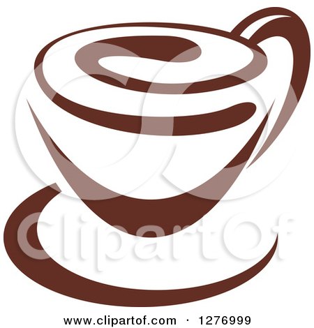 Clipart of a Dark Brown and White Coffee Cup 2 - Royalty Free Vector Illustration by Vector Tradition SM