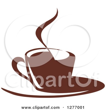 Clipart of a Dark Brown and White Steamy Coffee Cup 38 - Royalty Free Vector Illustration by Vector Tradition SM