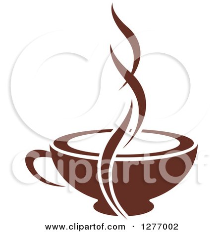 Clipart of a Dark Brown and White Steamy Coffee Cup 39 - Royalty Free Vector Illustration by Vector Tradition SM