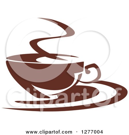 Clipart of a Dark Brown and White Steamy Coffee Cup 41 - Royalty Free Vector Illustration by Vector Tradition SM