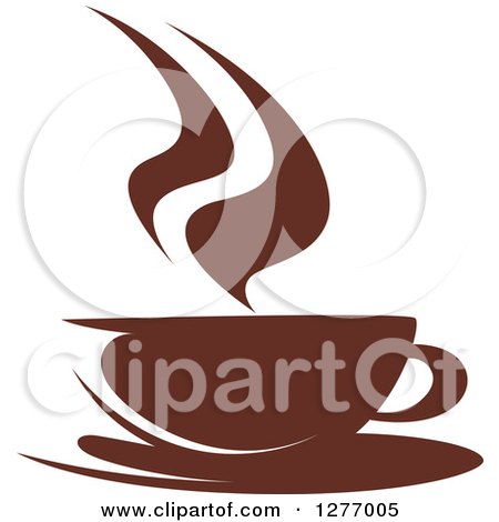 Clipart of a Dark Brown and White Steamy Coffee Cup 42 - Royalty Free Vector Illustration by Vector Tradition SM