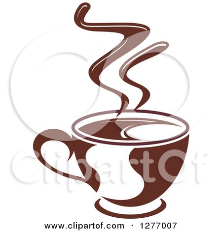 Clipart of a Dark Brown and White Steamy Coffee Cup 30 - Royalty Free Vector Illustration by Vector Tradition SM