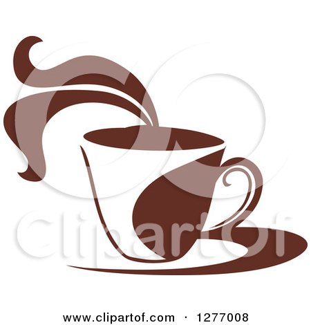 Clipart of a Dark Brown and White Steamy Coffee Cup 31 - Royalty Free Vector Illustration by Vector Tradition SM