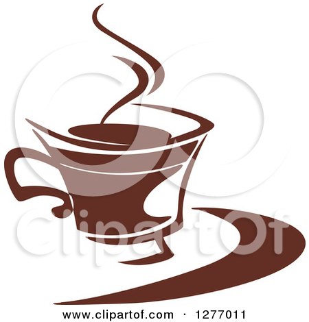 Clipart of a Dark Brown and White Steamy Coffee Cup 34 - Royalty Free Vector Illustration by Vector Tradition SM