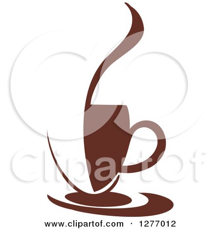 Clipart of a Dark Brown and White Steamy Coffee Cup 35 - Royalty Free Vector Illustration by Vector Tradition SM
