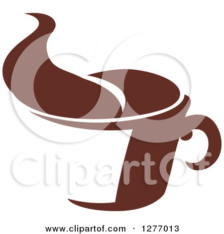 Clipart of a Dark Brown and White Steamy Coffee Cup 36 - Royalty Free Vector Illustration by Vector Tradition SM