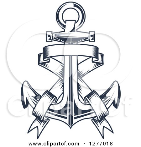 Clipart of a Navy Blue Nautical Anchor and Banner 10 - Royalty Free ...