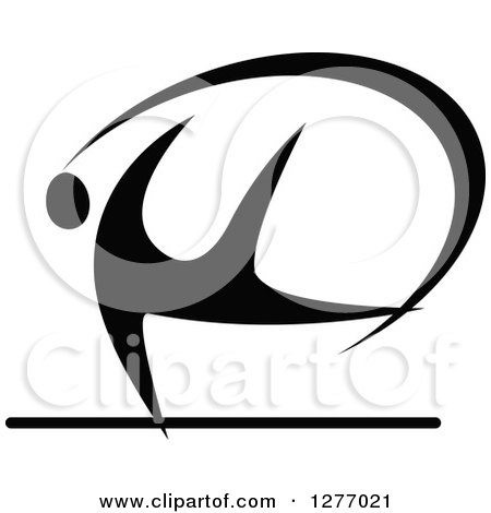 Clipart of a Black and White Gymnast on a Pommel Horse - Royalty Free Vector Illustration by Vector Tradition SM