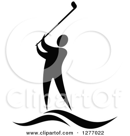 Clipart of a Black and White Male Golfer - Royalty Free Vector Illustration by Vector Tradition SM