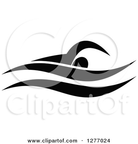 Clipart of a Black and White Swimmer - Royalty Free Vector Illustration by Vector Tradition SM
