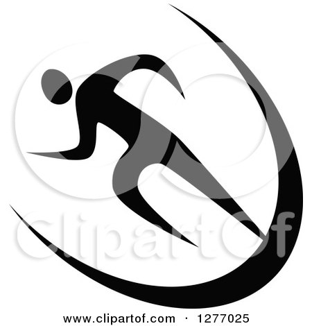 Clipart of a Black and White Man Sprinting - Royalty Free Vector Illustration by Vector Tradition SM
