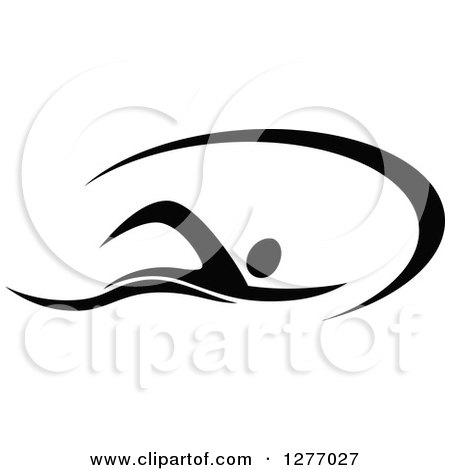 Clipart of a Black and White Swimmer 2 - Royalty Free Vector Illustration by Vector Tradition SM