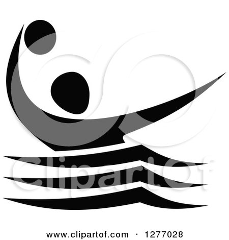 Clipart of a Black and White Water Polo Player - Royalty Free Vector Illustration by Vector Tradition SM