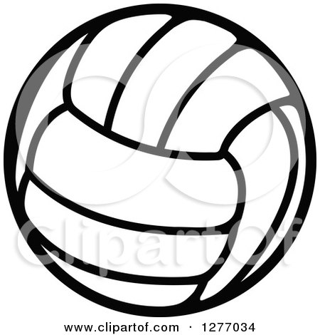 Clipart of a Simple Black and White Volleyball - Royalty Free Vector Illustration by Vector Tradition SM