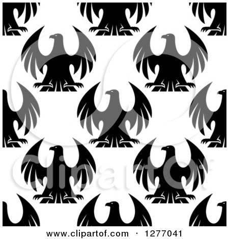 Clipart of a Seamless Patterned Background of Black Eagles on White - Royalty Free Vector Illustration by Vector Tradition SM