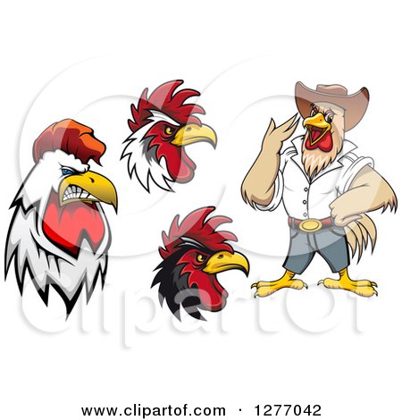Clipart of Tough Roosters - Royalty Free Vector Illustration by Vector Tradition SM