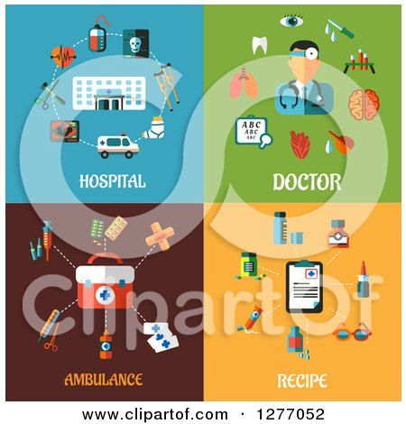 Clipart of Hospital, Doctor, Ambulance and Recipe Designs - Royalty Free Vector Illustration by Vector Tradition SM