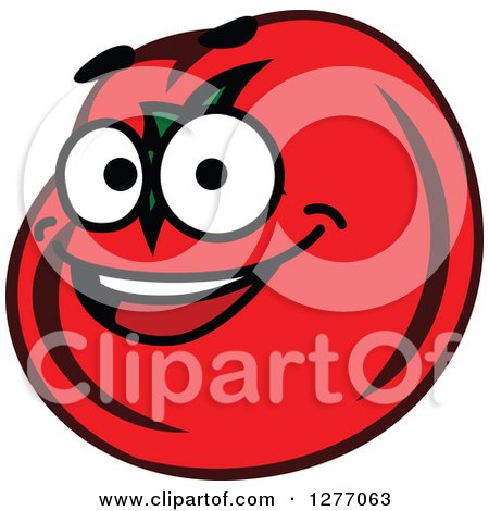 Clipart of a Happy Smiling Tomato - Royalty Free Vector Illustration by Vector Tradition SM