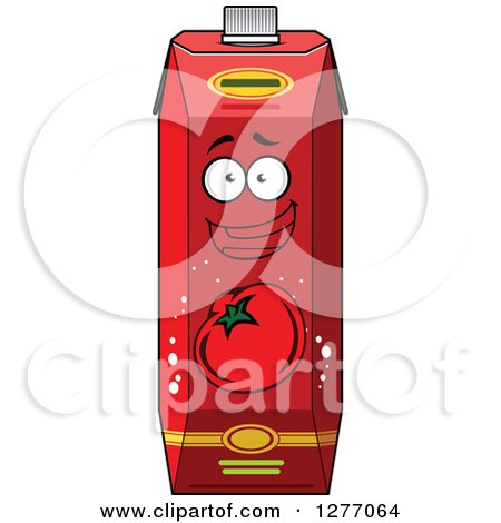 Clipart of a Happy Tomato Juice Carton Character 2 - Royalty Free Vector Illustration by Vector Tradition SM