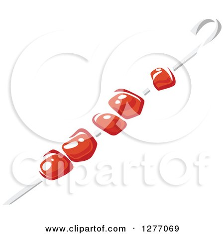 Clipart of Red Meat on a Shish Kebab Skewer - Royalty Free Vector Illustration by Vector Tradition SM