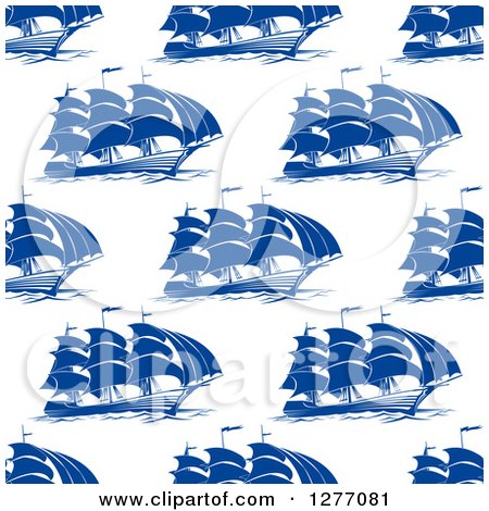 Clipart of a Seamless Patterned Background of Blue Ships - Royalty Free Vector Illustration by Vector Tradition SM